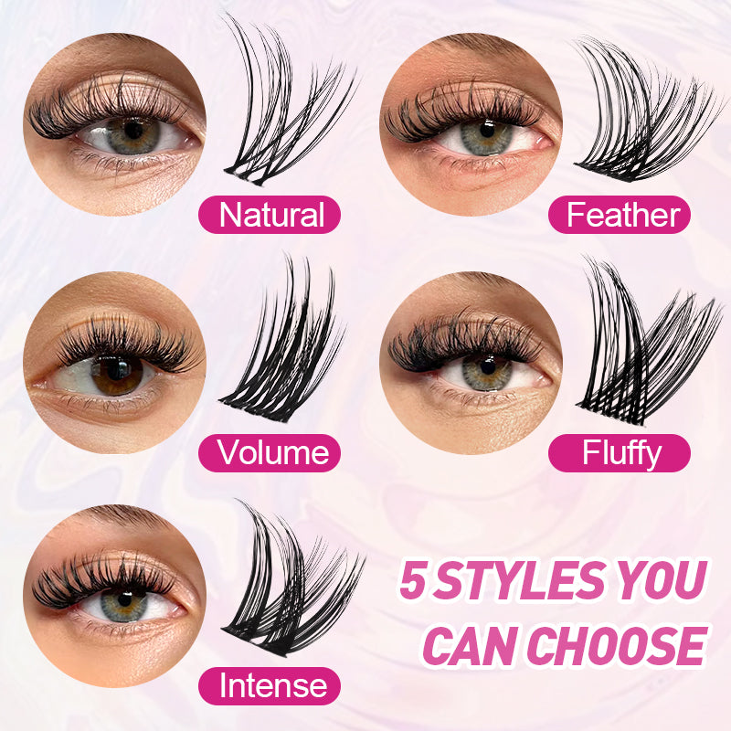 High-capacity DIY cluster lashes 10 different types  for make up oneself segmented lashes for eyelash extensions