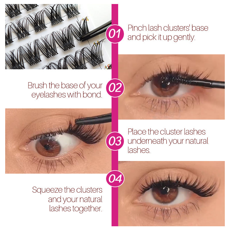 High-capacity DIY cluster lashes 10 different types  for make up oneself segmented lashes for eyelash extensions