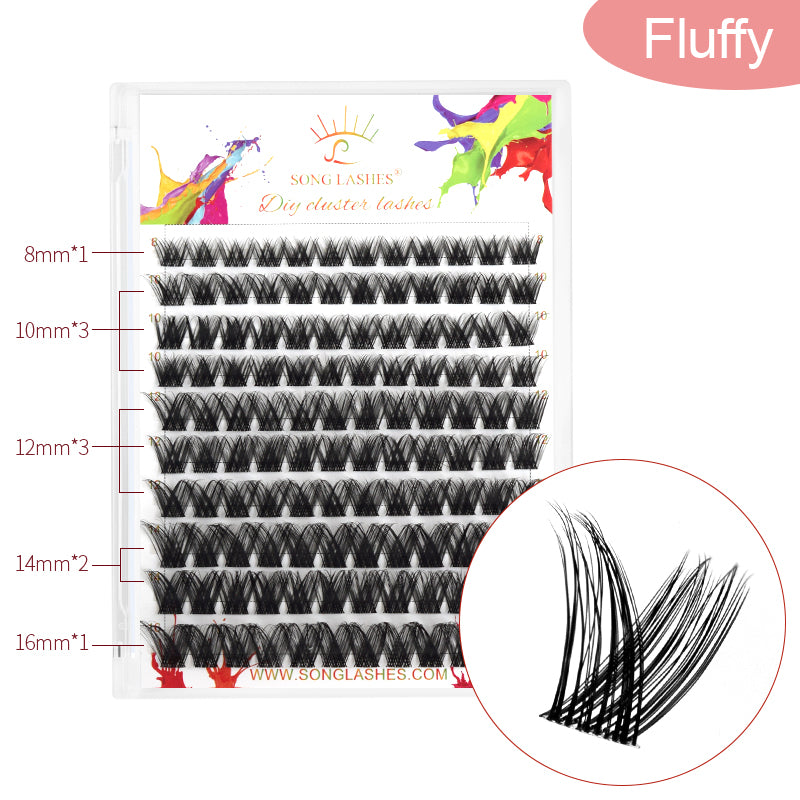 High-capacity DIY cluster lashes 10 different types  for make up oneself segmented lashes for eyelash extensions