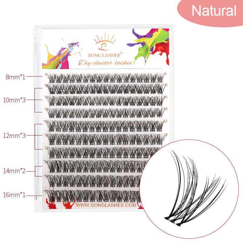 High-capacity DIY cluster lashes 10 different types  for make up oneself segmented lashes for eyelash extensions