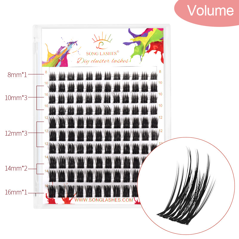 High-capacity DIY cluster lashes 10 different types  for make up oneself segmented lashes for eyelash extensions