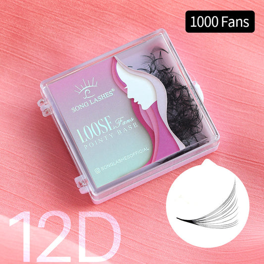 12D Loose Fans Pointy Base Eyelash Extensions【1000fans】